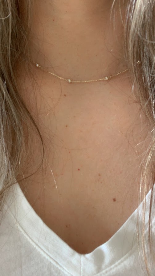 14K Gold CZ Fireball Beaded Chain Necklace Gold | Genuine Gold