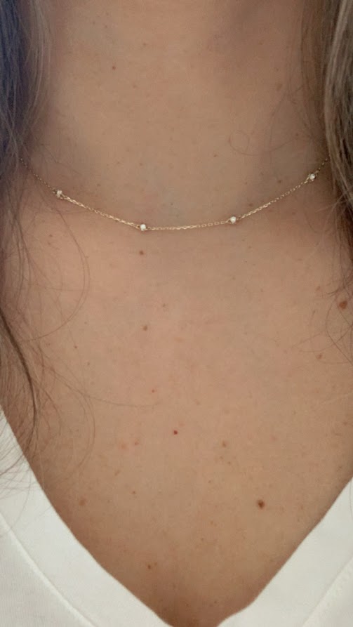 14K Gold CZ Fireball Beaded Chain Necklace Gold | Genuine Gold