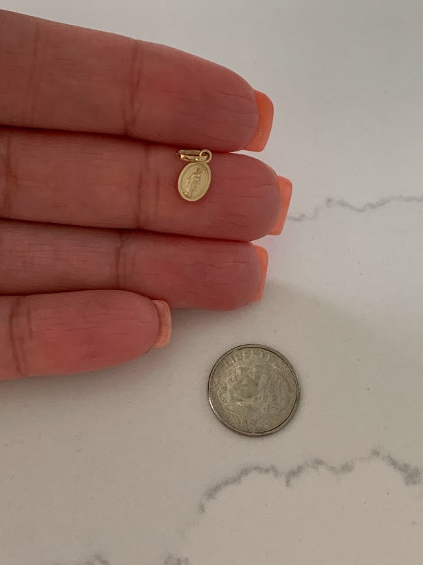 14K Tiny Gold Virgin of Miracles | Yellow Gold Pendant | Catholic Pendant | 14K Solid Gold Pendant