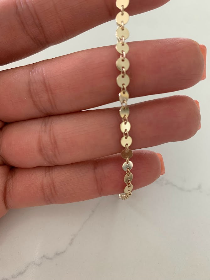 14K Gold Disc Bracelet | Sequin Bracelet in Solid Gold