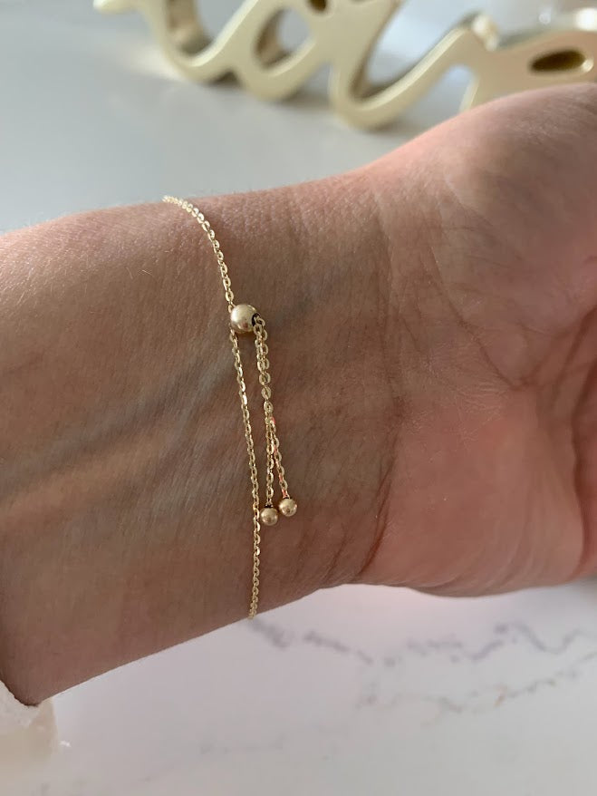 14k Gold Saint Benedict Bracelet, Beaded Adjustable Religious Bracelet