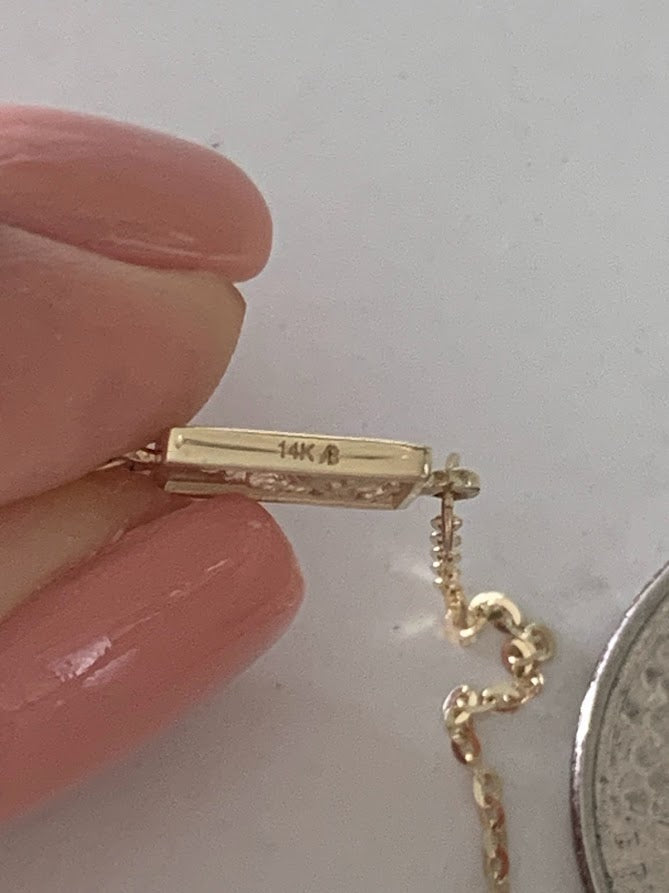 14K Solid Gold Scapular Pendant Bracelet | Yellow Gold Scapular Bracelet | 14K Solid Gold Mount of Carmel Virgin and Sacred Heart of Jesus