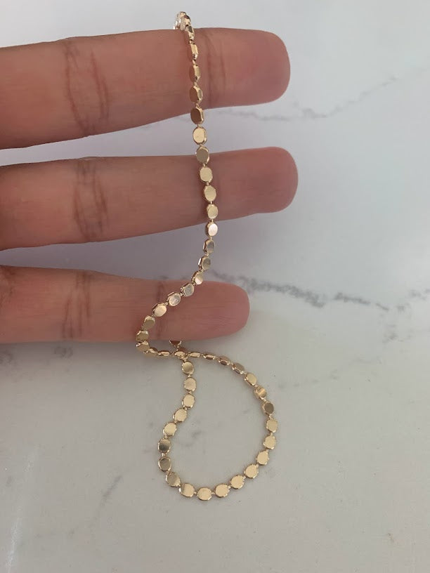 Gold Flat Beaded Necklaces | Dainty Flat Ball Chain | Beads Necklace | Flat Beaded Chain | Layering Necklace