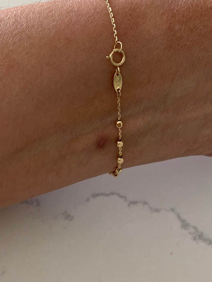 14K Yellow Gold Rosary Bracelet, Solid Gold Rosary Bracelet, Miraculous Virgin Mary Medal and Cross Bracelet, Religious Jewelry For Women