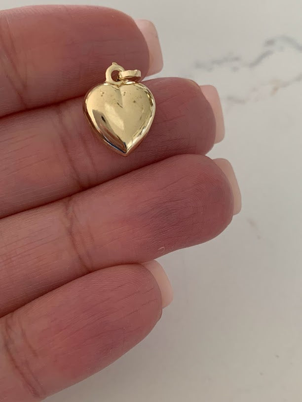 14k Solid Gold Heart Necklace for Women | Puffed Heart Pendant Necklace | 14K Real Gold Heart Jewelry | Gold Love Necklace