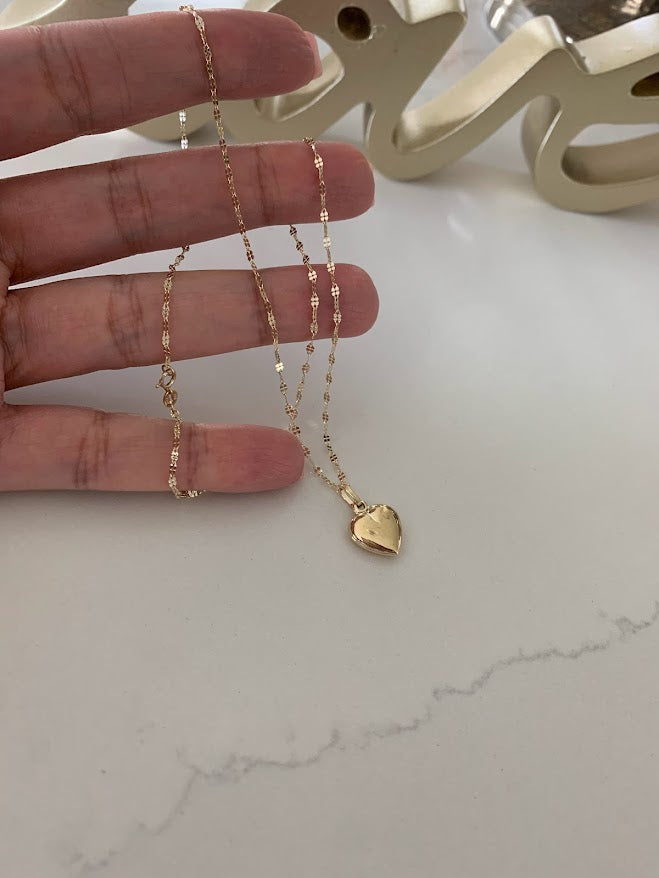 14k Solid Gold Heart Necklace for Women | Puffed Heart Pendant Necklace | 14K Real Gold Heart Jewelry | Gold Love Necklace
