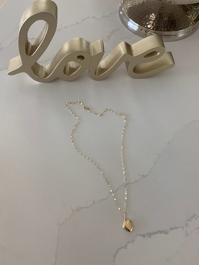 14k Solid Gold Heart Necklace for Women | Puffed Heart Pendant Necklace | 14K Real Gold Heart Jewelry | Gold Love Necklace