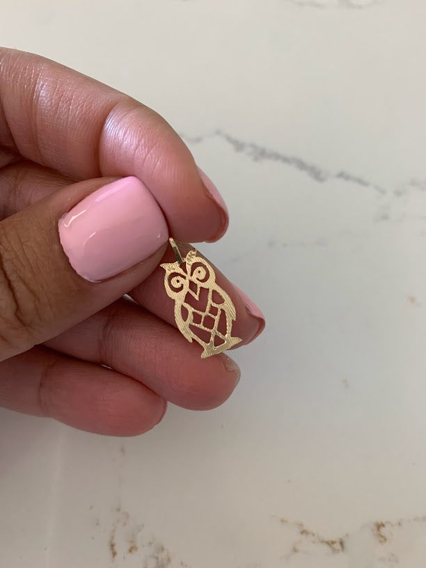 14K Solid Gold Owl Pendant | Yellow Gold Pendant | Owl Pendant | 14K Solid Gold Pendant