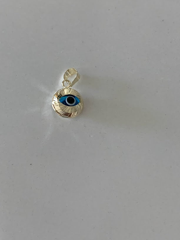 14K Solid Gold Evil Eye Pendant, Hamsa Evil Eye