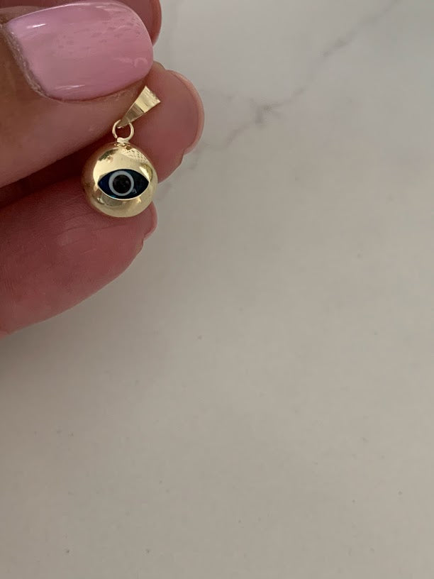 14K Solid Gold Blue Evil Eye Pendant | Round, Star of David, Hamsa, Evil Eye Charms | Gold Charms | Protection Charms | Round Shape Evil Eye