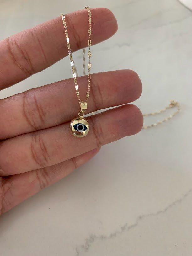 14K Solid Gold Blue Evil Eye Pendant | Round, Star of David, Hamsa, Evil Eye Charms | Gold Charms | Protection Charms | Round Shape Evil Eye
