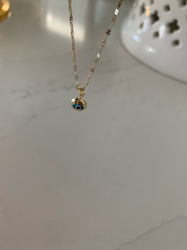 14K Solid Gold Blue Evil Eye Pendant | Round, Star of David, Hamsa, Evil Eye Charms | Gold Charms | Protection Charms | Round Shape Evil Eye