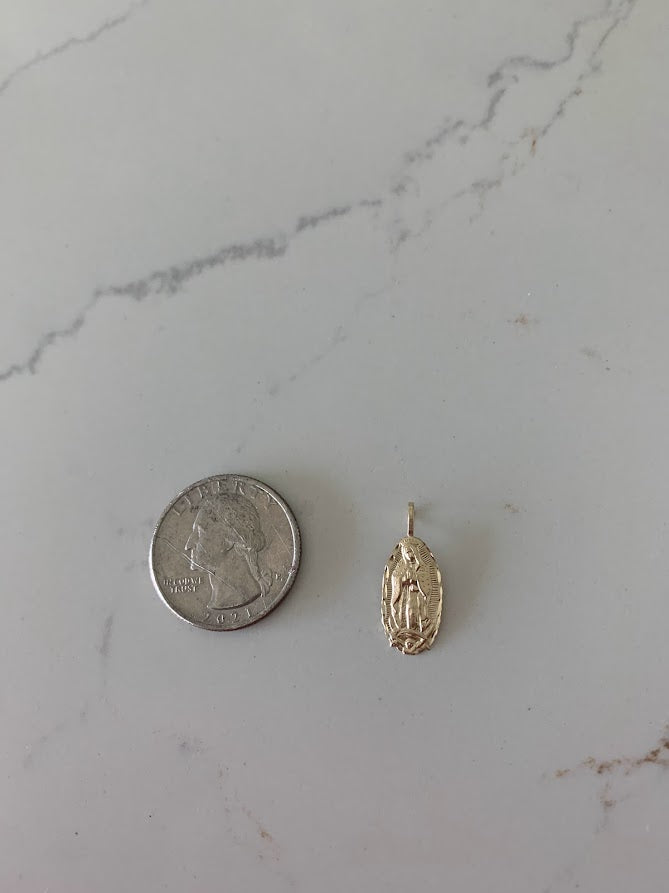 14K Solid Gold Virgin of Guadalupe | Yellow Gold Virgin Mary | Catholic Pendant | 14K Virgen de la Guadalupe | 17X9MM