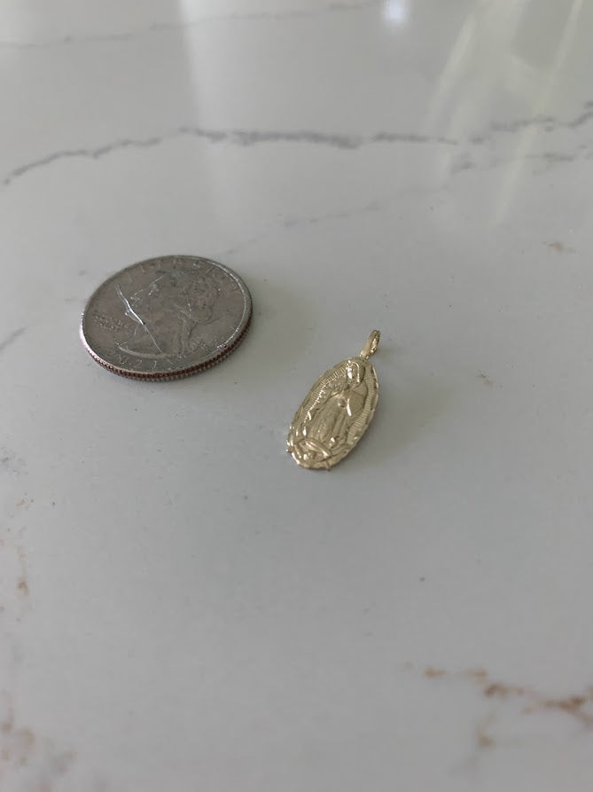 14K Solid Gold Virgin of Guadalupe | Yellow Gold Virgin Mary | Catholic Pendant | 14K Virgen de la Guadalupe | 17X9MM