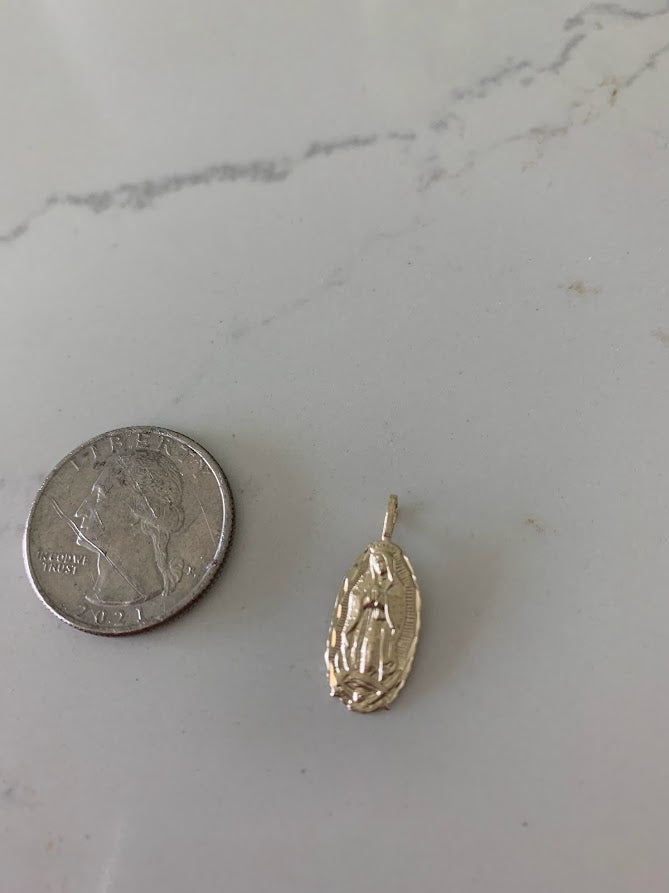 14K Solid Gold Virgin of Guadalupe | Yellow Gold Virgin Mary | Catholic Pendant | 14K Virgen de la Guadalupe | 17X9MM