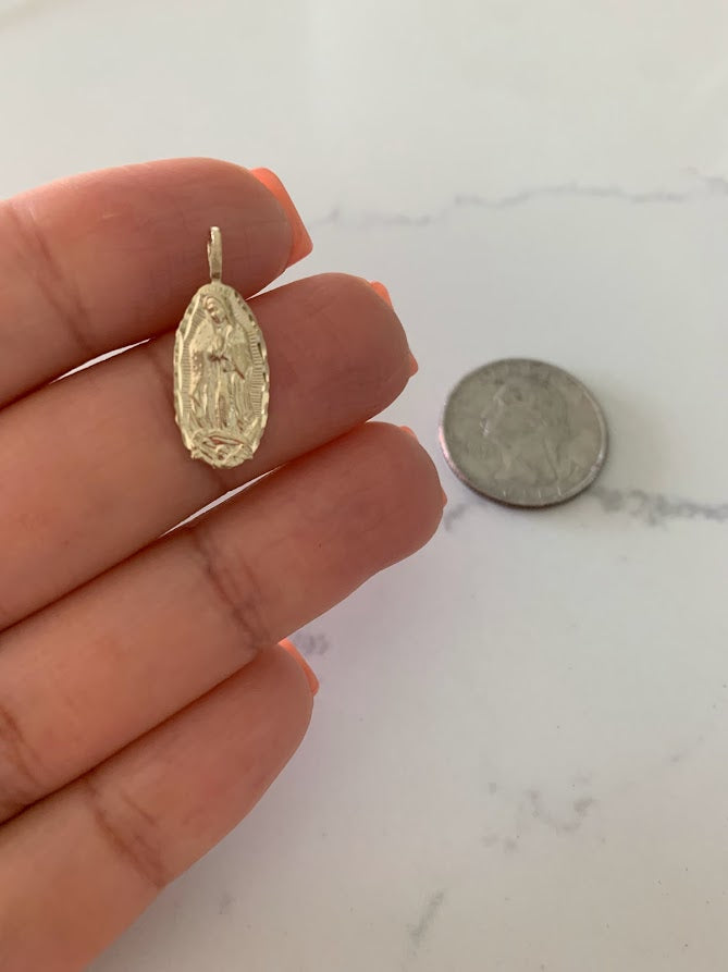 14K Solid Gold Virgin of Guadalupe | Yellow Gold Virgin Mary | Catholic Pendant | 14K Virgen de la Guadalupe | 17X9MM