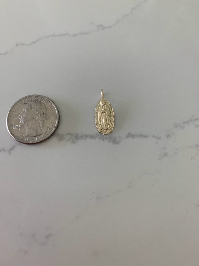 14K Solid Gold Virgin of Guadalupe | Yellow Gold Virgin Mary | Catholic Pendant | 14K Virgen de la Guadalupe | 17X9MM