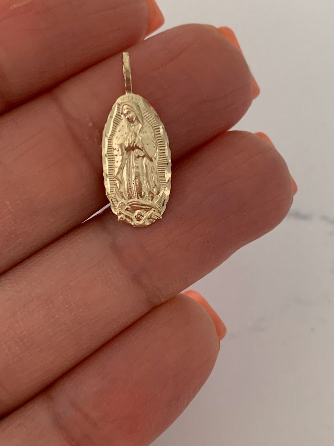 14K Solid Gold Virgin of Guadalupe | Yellow Gold Virgin Mary | Catholic Pendant | 14K Virgen de la Guadalupe | 17X9MM