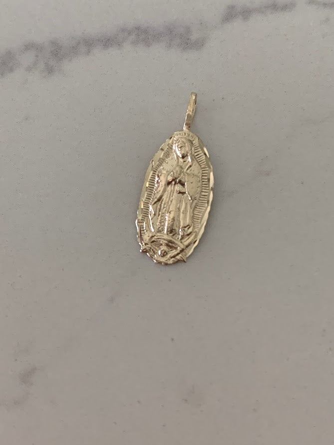 14K Solid Gold Virgin of Guadalupe | Yellow Gold Virgin Mary | Catholic Pendant | 14K Virgen de la Guadalupe | 17X9MM