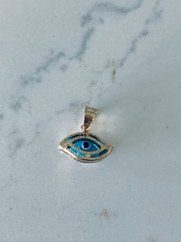 14K Solid Gold Blue Evil Eye Pendant | Round, Star of David, Hamsa, Evil Eye Charms | Gold Charms | Protection Charms | Round Shape Evil Eye