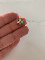14K Solid Gold Blue Evil Eye Pendant | Round, Star of David, Hamsa, Evil Eye Charms | Gold Charms | Protection Charms | Round Shape Evil Eye