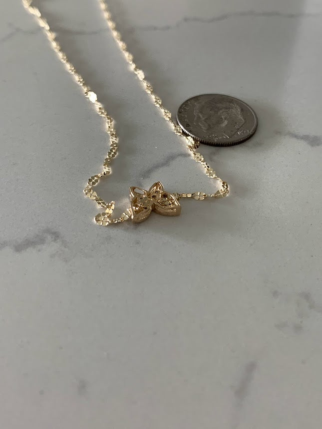 14K Gold Butterfly Necklace 16", 18",20",22", Butterfly Chain, Shiny Minimalist Mirror Chain, Layering Necklace, Butterfly Chain, Butterfly