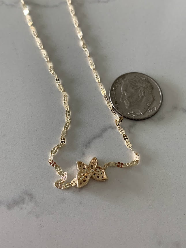 14K Gold Butterfly Necklace 16", 18",20",22", Butterfly Chain, Shiny Minimalist Mirror Chain, Layering Necklace, Butterfly Chain, Butterfly