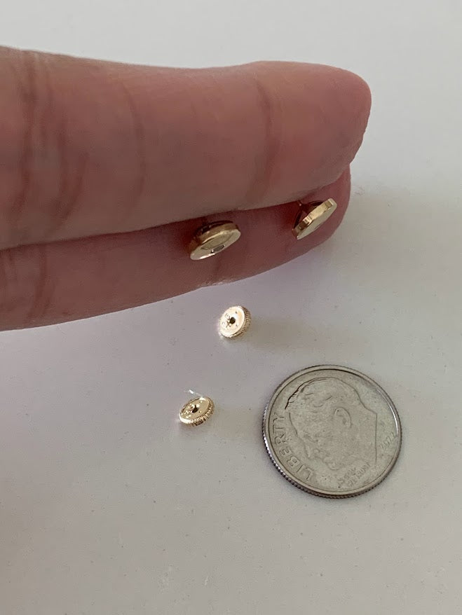 14K Yellow Gold Bezel Stud Earrings, Solitaire Earrings, Cubic Zirconia Studs, Dainty Bezel Studs, 7MM Shiny Everyday Earrings