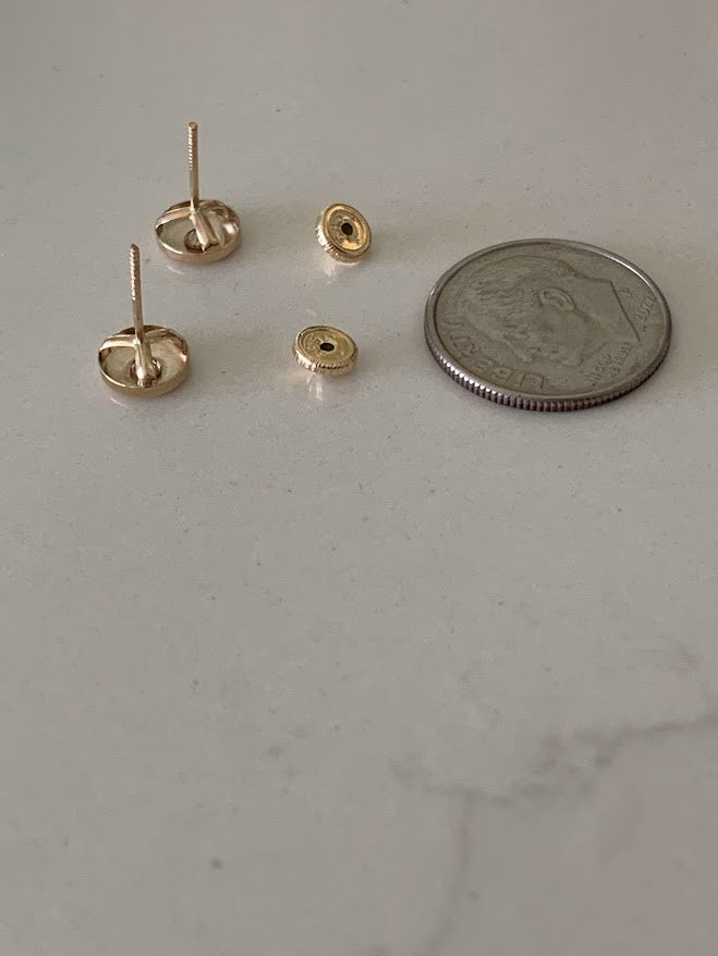 14K Yellow Gold Bezel Stud Earrings, Solitaire Earrings, Cubic Zirconia Studs, Dainty Bezel Studs, 7MM Shiny Everyday Earrings