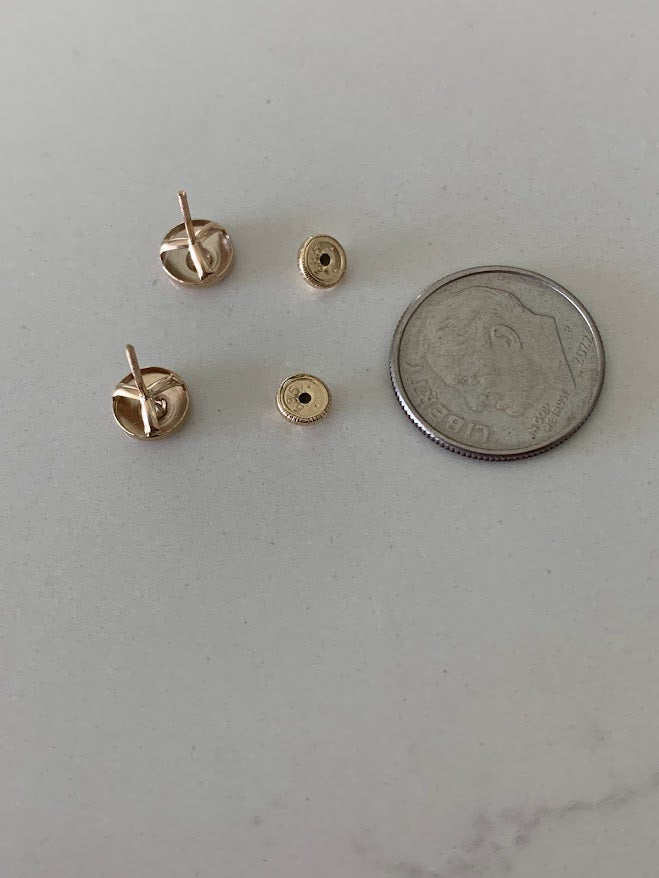 14K Yellow Gold Bezel Stud Earrings, Solitaire Earrings, Cubic Zirconia Studs, Dainty Bezel Studs, 7MM Shiny Everyday Earrings