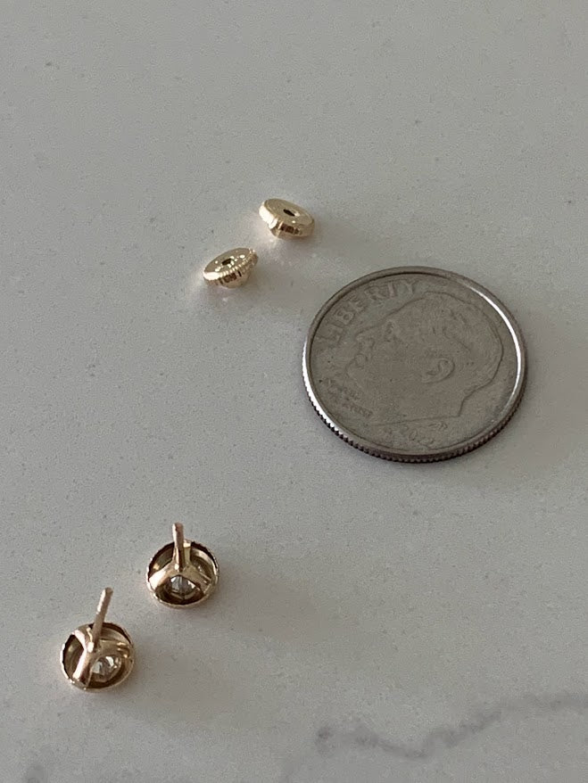 5MM 14K Gold Bezel Stud Earrings | Bezel Set Earrings Studs | Screw Back Studs | Circle Studs | Bezel Studs