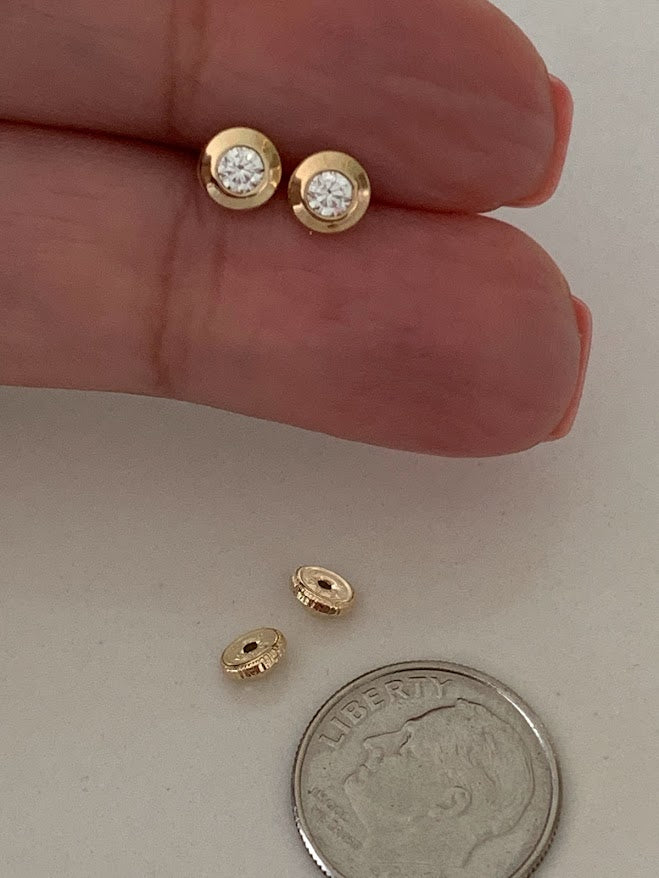 5MM 14K Gold Bezel Stud Earrings | Bezel Set Earrings Studs | Screw Back Studs | Circle Studs | Bezel Studs