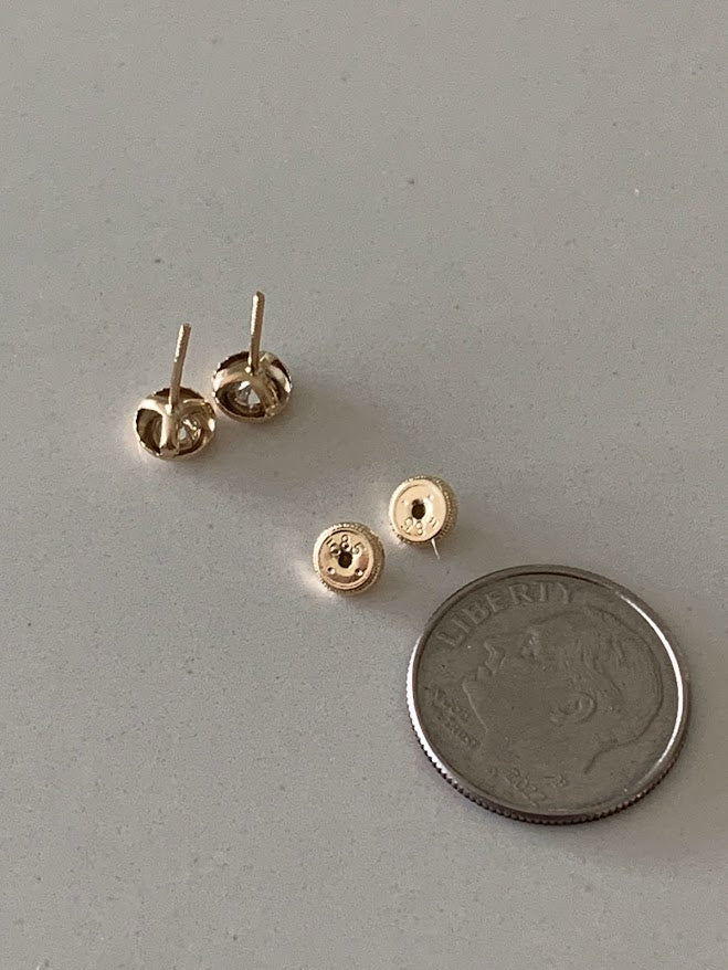 5MM 14K Gold Bezel Stud Earrings | Bezel Set Earrings Studs | Screw Back Studs | Circle Studs | Bezel Studs