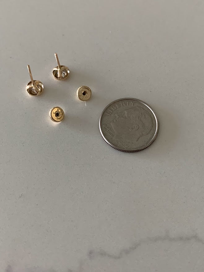 5MM 14K Gold Bezel Stud Earrings | Bezel Set Earrings Studs | Screw Back Studs | Circle Studs | Bezel Studs