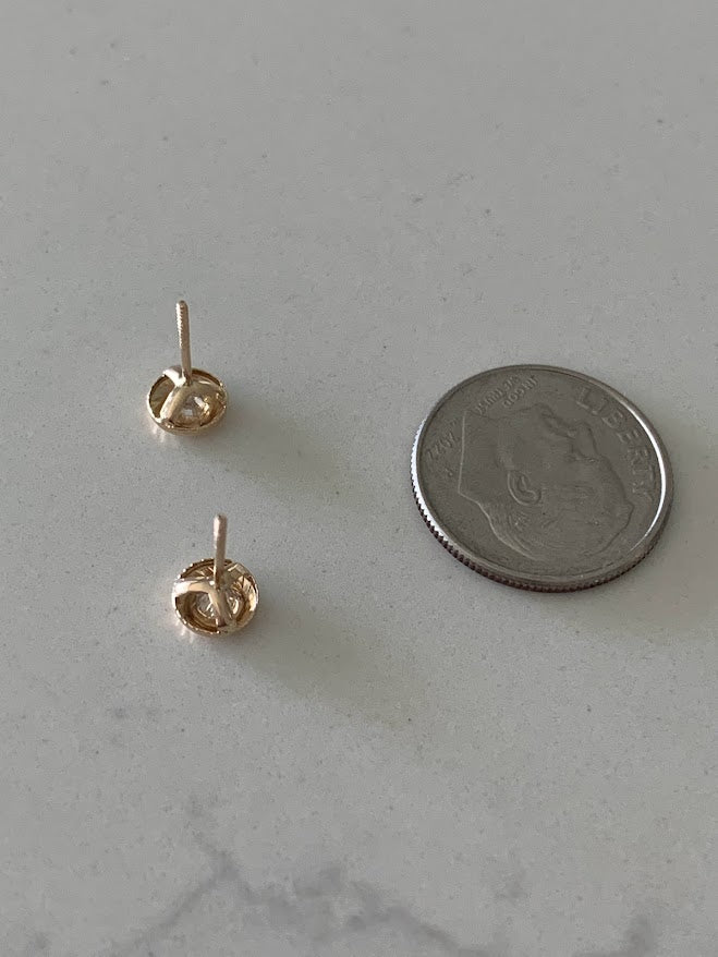 5MM 14K Gold DC Bezel Stud Earrings | Diamond Cut Bezel Set Earrings Studs | Screw Back Studs | Circle Studs | Bezel Studs