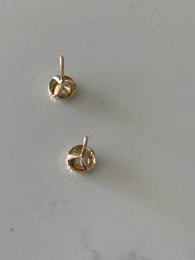 5MM 14K Gold DC Bezel Stud Earrings | Diamond Cut Bezel Set Earrings Studs | Screw Back Studs | Circle Studs | Bezel Studs