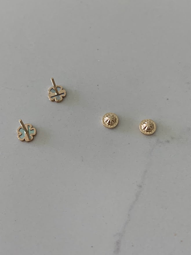 14K Yellow Gold Mother of Pearl Flower Stud Earrings,Flower Earrings, Mother of Pearl Studs, Studs, 6MM Shiny Flower Studs