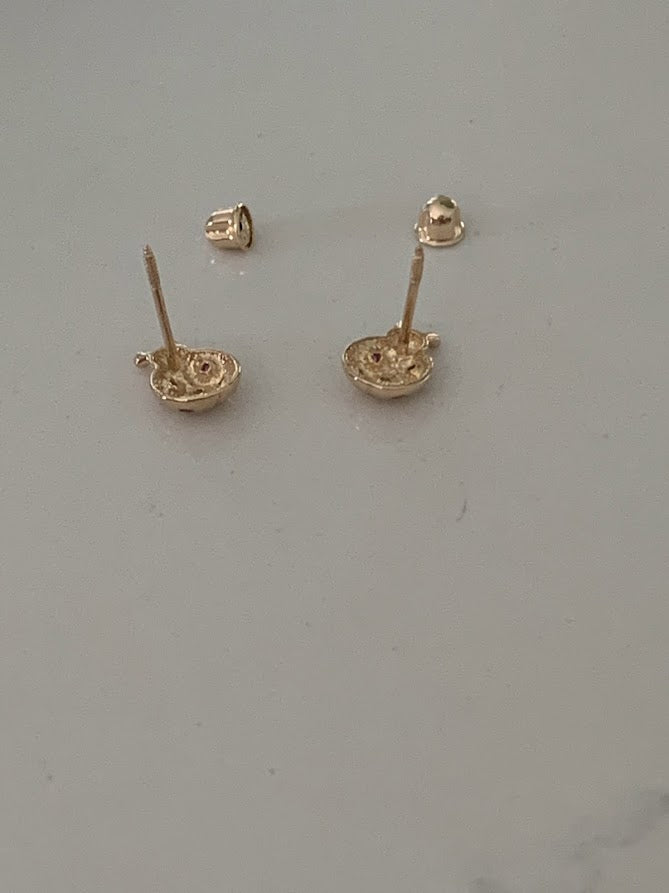 14K Bezel Ladybug Earrings, Dainty Earrings, Women Earrings, Kid Earrings, Solid Gold Ladybugs, Gold Ladybugs, Gold Earrings