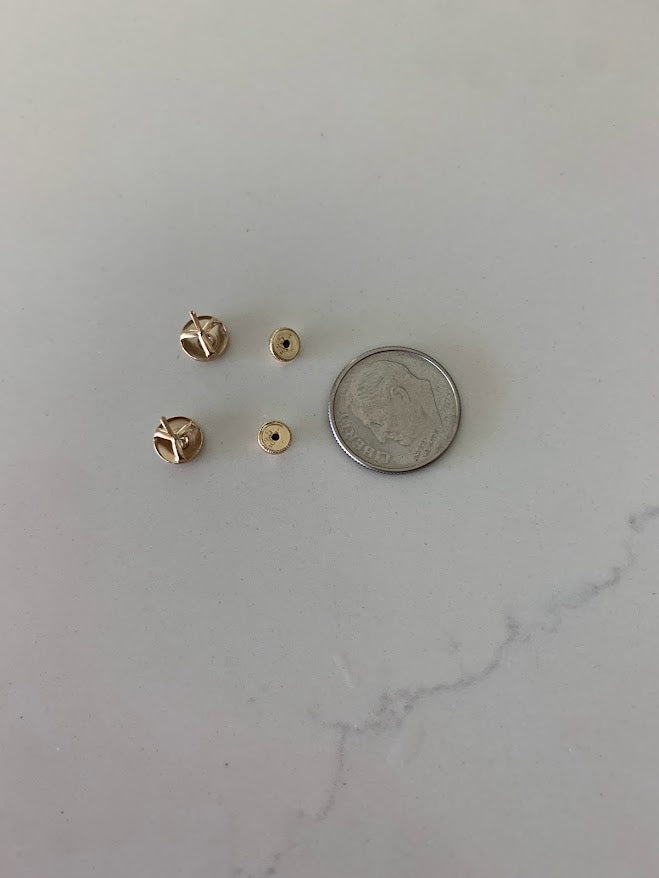 14K Yellow Gold Bezel Stud Earrings, Solitaire Earrings, Cubic Zirconia Studs, Dainty Bezel Studs, 7MM Shiny Everyday Earrings