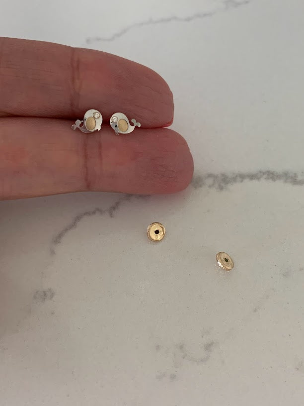 14K Gold Mini Whale Studs, Gold Studs, Gold Piercings, Gold Earrings, Solid Gold