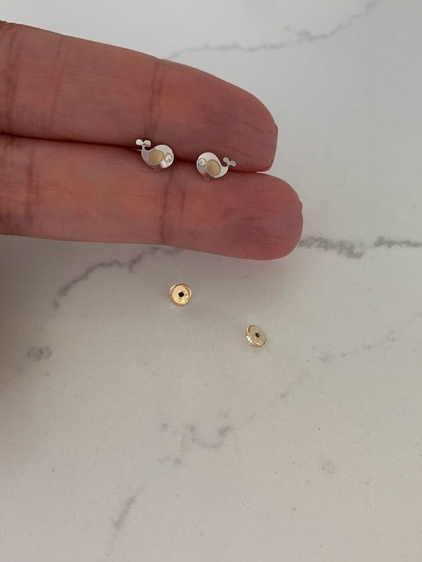 14K Gold Mini Whale Studs, Gold Studs, Gold Piercings, Gold Earrings, Solid Gold