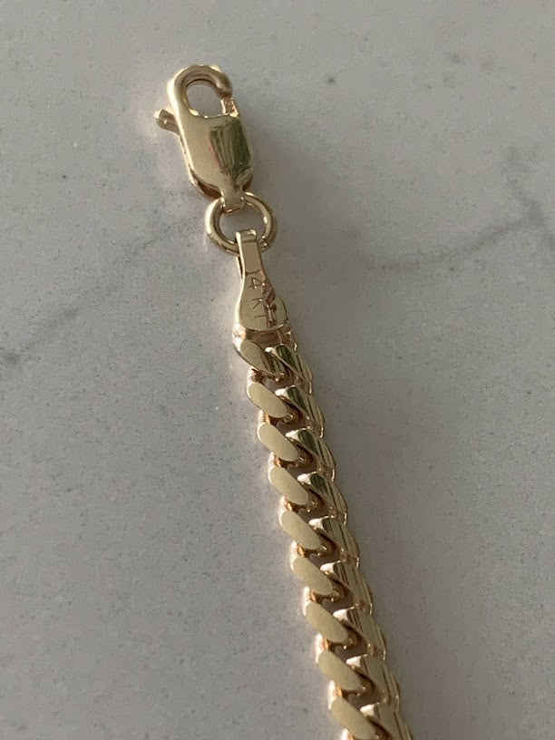 14K Yellow Gold SOLID Miami Cuban Link Bracelet, 7.5" Inch, 4MM Thick, Real Gold Bracelet, SOLID Gold Cuban Bracelet, Men, Women, Unisex