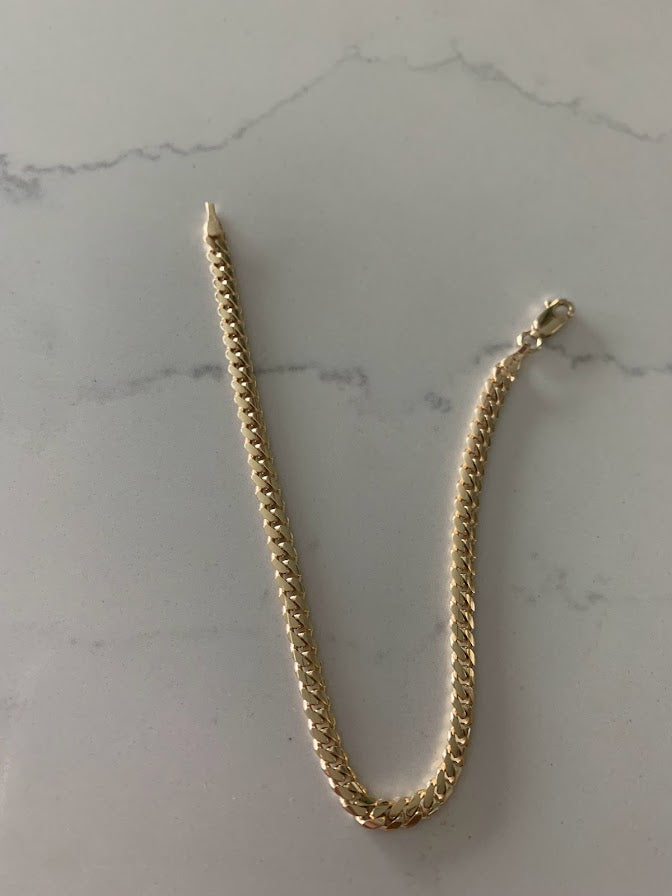 14K Yellow Gold SOLID Miami Cuban Link Bracelet, 7.5" Inch, 4MM Thick, Real Gold Bracelet, SOLID Gold Cuban Bracelet, Men, Women, Unisex