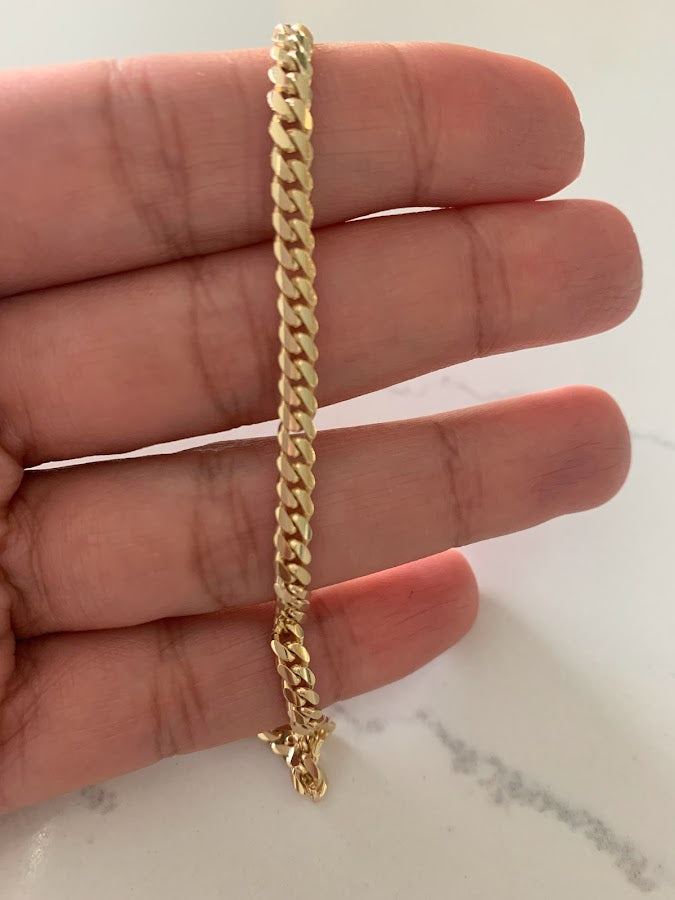 14K Yellow Gold SOLID Miami Cuban Link Bracelet, 7.5" Inch, 4MM Thick, Real Gold Bracelet, SOLID Gold Cuban Bracelet, Men, Women, Unisex