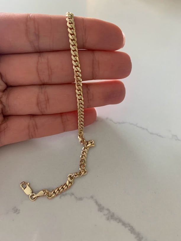 14K Yellow Gold SOLID Miami Cuban Link Bracelet, 7.5" Inch, 4MM Thick, Real Gold Bracelet, SOLID Gold Cuban Bracelet, Men, Women, Unisex