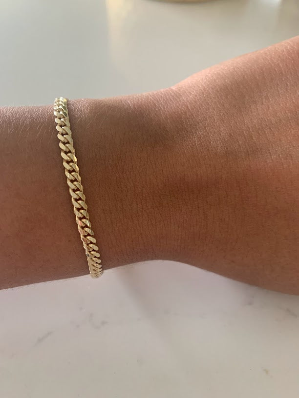 14K Yellow Gold SOLID Miami Cuban Link Bracelet, 7.5" Inch, 4MM Thick, Real Gold Bracelet, SOLID Gold Cuban Bracelet, Men, Women, Unisex