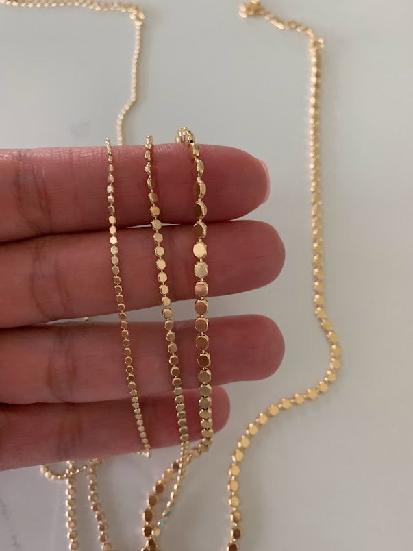Gold Flat Beaded Necklaces | Dainty Flat Ball Chain | Beads Necklace | Flat Beaded Chain | Layering Necklace