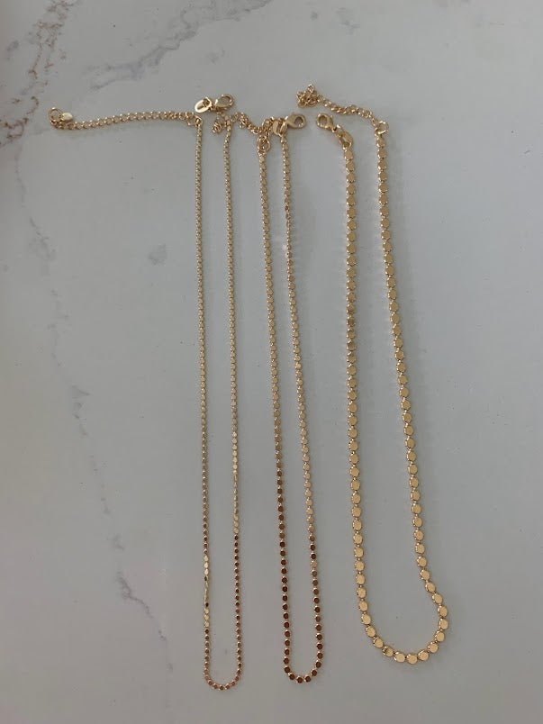 Gold Flat Beaded Necklaces | Dainty Flat Ball Chain | Beads Necklace | Flat Beaded Chain | Layering Necklace