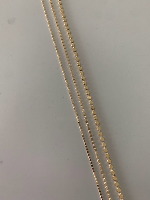 Gold Flat Beaded Necklaces | Dainty Flat Ball Chain | Beads Necklace | Flat Beaded Chain | Layering Necklace