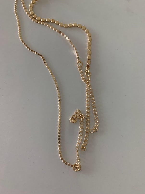 Gold Flat Beaded Necklaces | Dainty Flat Ball Chain | Beads Necklace | Flat Beaded Chain | Layering Necklace